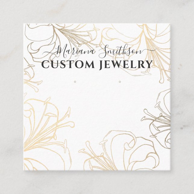 Blanc Gold Lys Chic Gros Boucles d'oreilles Carte  (Devant)