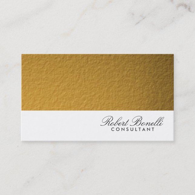 Blanc Gold Plain Moderne Consultant Carte de visit (Devant)