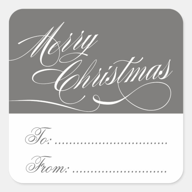 BLANC GRIS NOËL CADEAU TAG STICKERS (Devant)