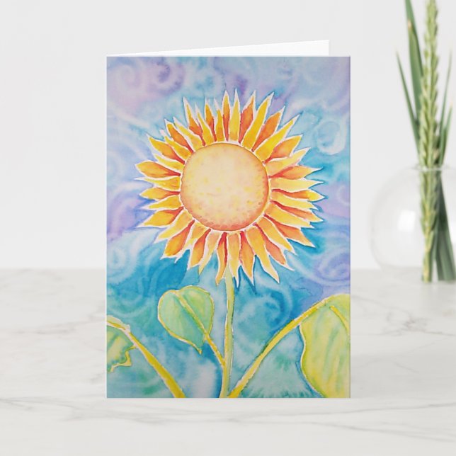 Blanc heureux de ~ de carte de tournesol par (Devant)