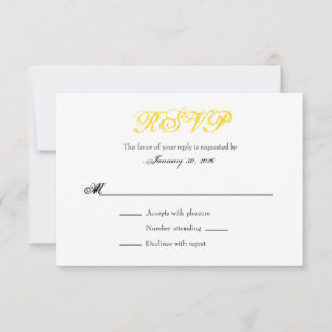 Blanc Jaune Plaine Simple Mariage Cartes RSVP