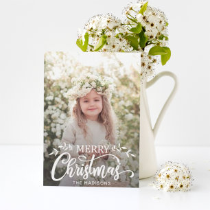 Blanc Joyeux Noël Carte photo