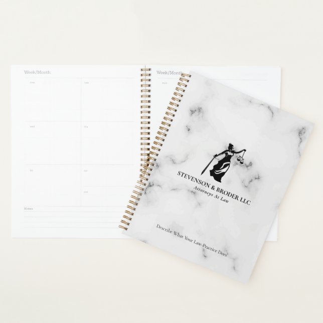 Blanc Marbre de luxe texture Lady Justice Logo (Devant avec enveloppe)