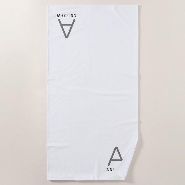 Blanc minimal moderne Monogramme initial Serviette (Devant)