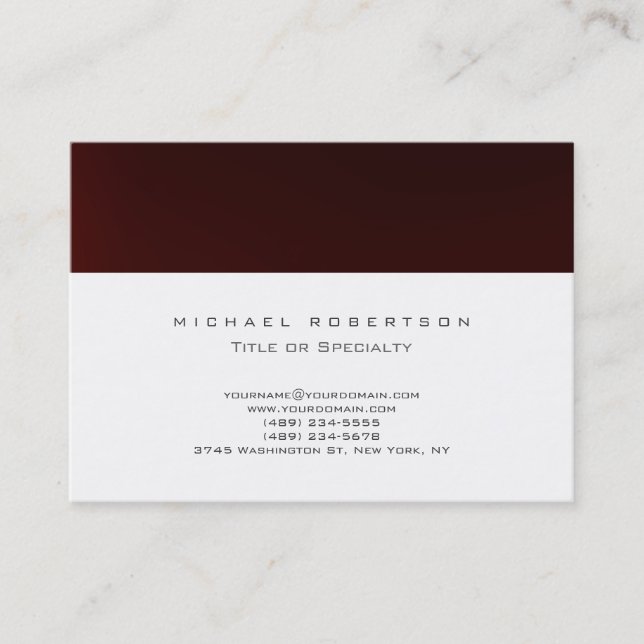 Blanc moderne Browny Carte de visite rouge Chubby (Devant)