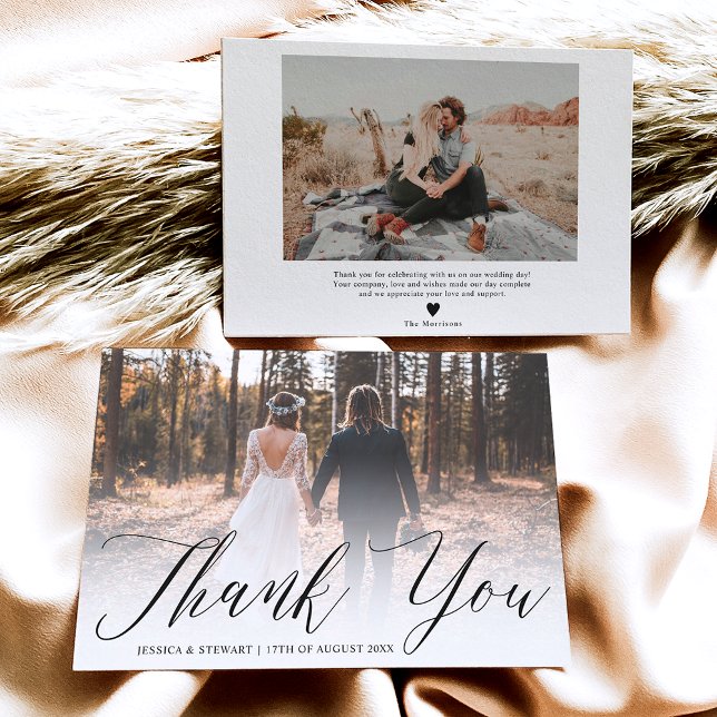 Blanc noir classique merci 2 photos mariage (Classic black white thank you 2 photos wedding )