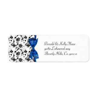 Blanc noir et bleu Mariage Satin Floral