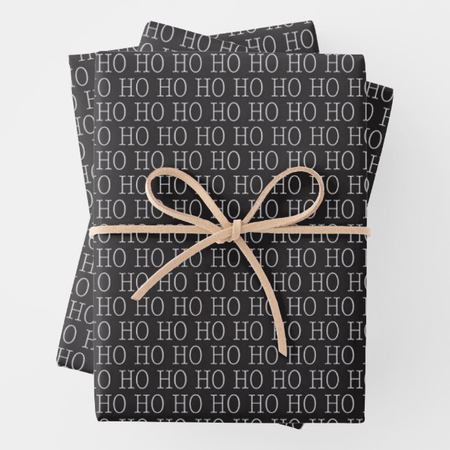 Blanc noir Ho Ho Ho Noël Papier d'enveloppement (En situation)