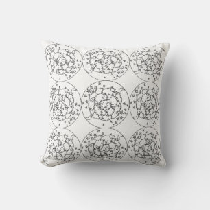 Blanc noir Mandala Sheep et étoiles Motif Coussin