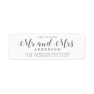 Blanc Noir Script Futur Monsieur Madame Adresse de
