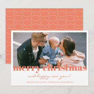 Blanc Orange Joyeux Noël Carte photo moderne