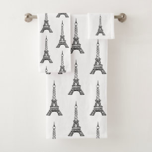 Blanc Paris Tour Eiffel Serviettes de bain Set Cad