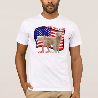 Blanc patriotique de T-shirt de golden retriever