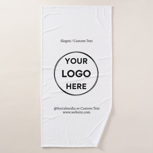 Blanc Personnalisé Logo Texte Moderne Minimaliste  (Serviette de bain)