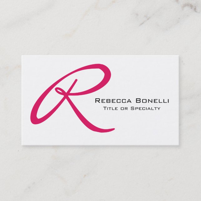 Blanc Ruby Red Monogramme Consultant Carte de visi (Devant)
