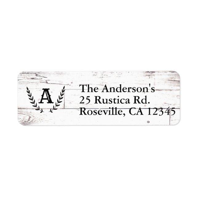 Blanc Rustique Bois Chic Éculé Laurier Mariage (Devant)