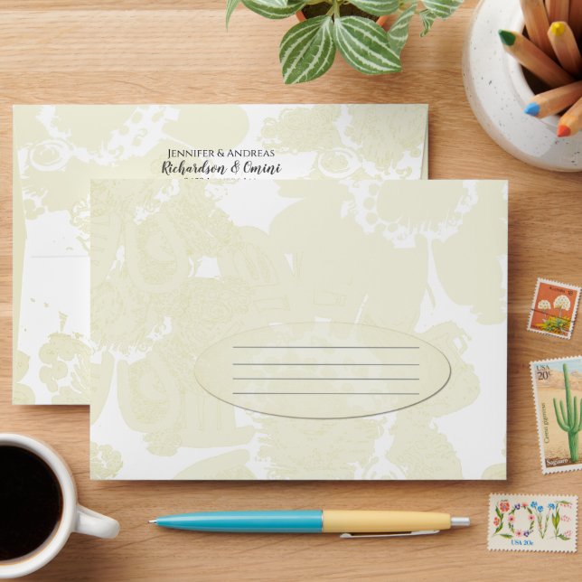 Blanc sur Enveloppe beige Fleur Blanche (Desk)