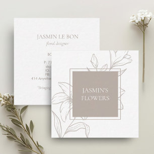 Blanc & Taupe   Étiquette floral chic