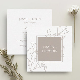 Blanc & Taupe | Étiquette floral chic
