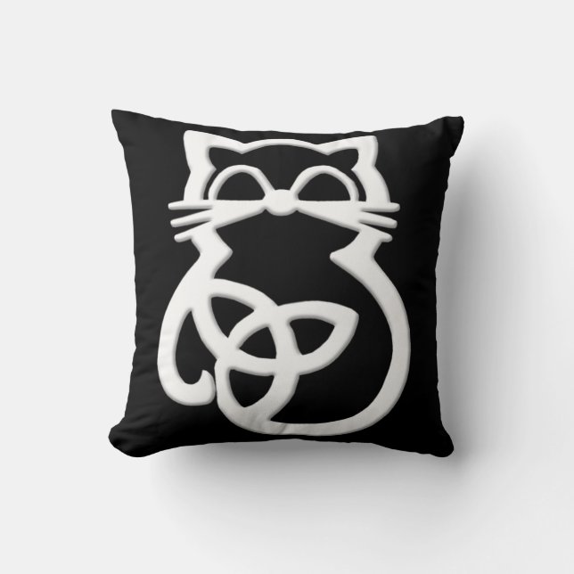 Blanc Trinity Knot Celtic Cat Lance Oreiller (Recto)