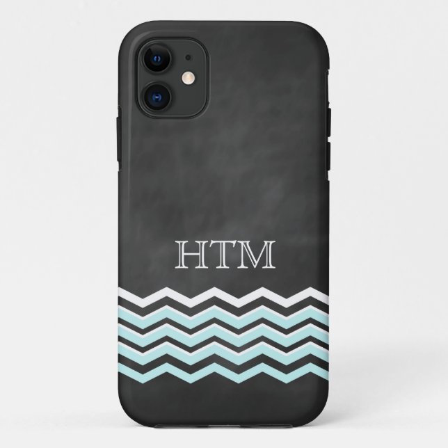 Blanc & Turquoise Chevron iPhone 5 Coque (Dos)