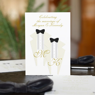 Blanc Tuxedo Deux Chambres Faire-part de mariage G