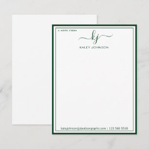 Blanc Vert Minimaliste Du Bureau De La Carte Note