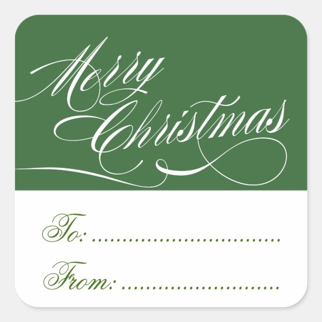 BLANC VERT SOMBRE BLANC NOËL CADEAU TAG STICKERS (Devant)
