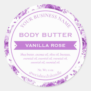 Blanc violet Floral Pays Rose Étiquettes de produi