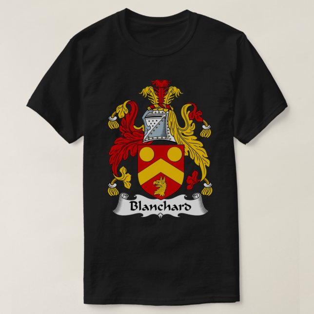 Blanchard Coat of Arms Family Crest  T-Shirt (Design Front)