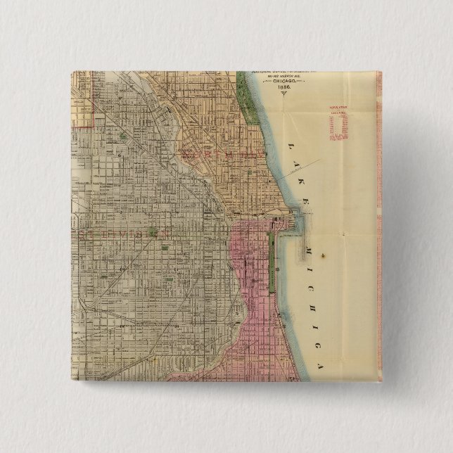 Blanchard's guide map of Chicago 2 Inch Square Button (Front)
