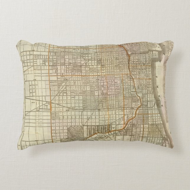Blanchard's guide map of Chicago Decorative Pillow (Front)