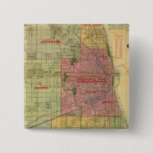 Blanchard's map of Chicago and environs 2 Inch Square Button