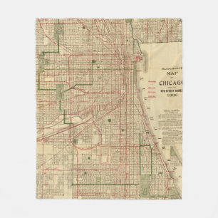 Blanchard's map of Chicago Fleece Blanket