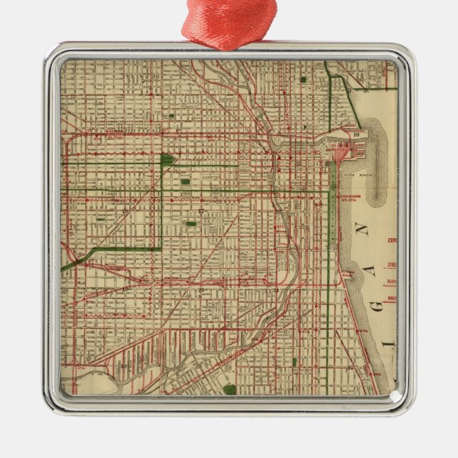 Blanchard's map of Chicago Metal Ornament (Front)