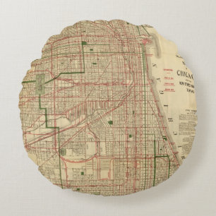 Blanchard's map of Chicago Round Pillow
