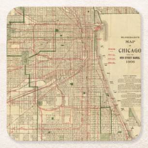 Blanchard's map of Chicago Square Paper Coaster