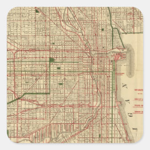Blanchard's map of Chicago Square Sticker