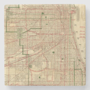 Blanchard's map of Chicago Stone Coaster