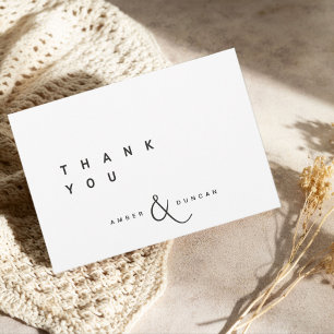 BLANCHE   Carte de remerciements Mariage simple