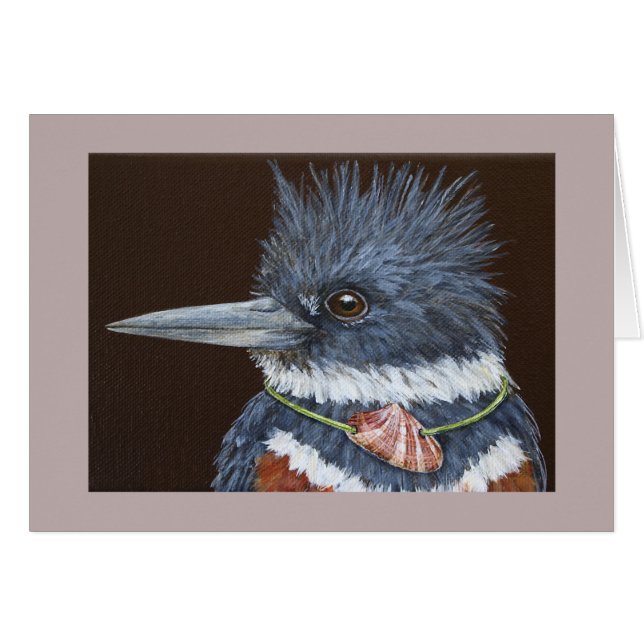 Blanche drôle la carte de martin-pêcheur (Devant horizontal)