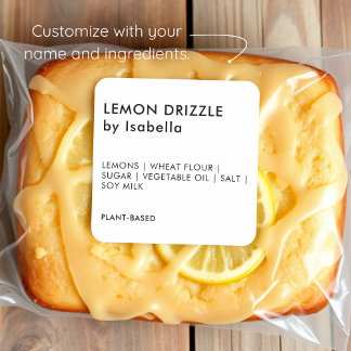 BLANCHE | Étiquettes d'ingrédients de gâteaux fait