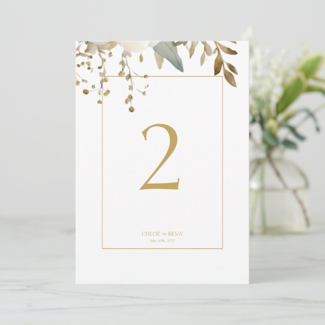 BLANCHE | Numéro de table du Mariage de feuillage  (Debout devant)