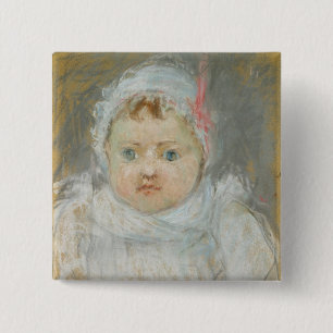 Blanche Pontillon as a Baby, 1872 (pastel on paper 2 Inch Square Button