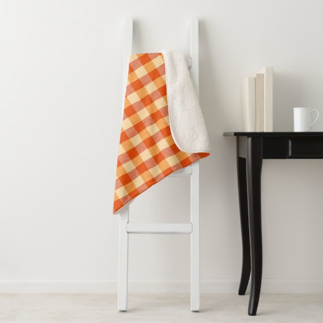 Blanche Sherpa Plaid Buffalo Orange (En situation)