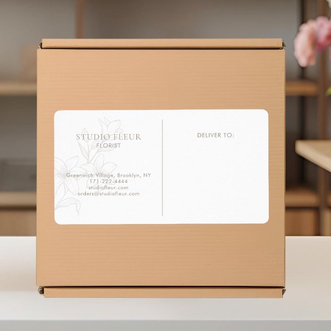 BLANCHE | Simple moderne fleuriste Étiquettes d'ex (Créateur téléchargé)