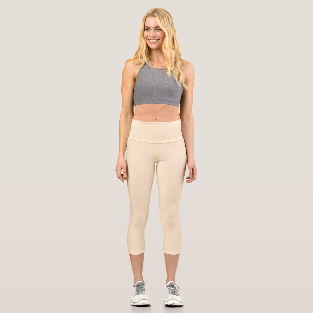 Blanched almond  (solid colour)  capri leggings (Front)