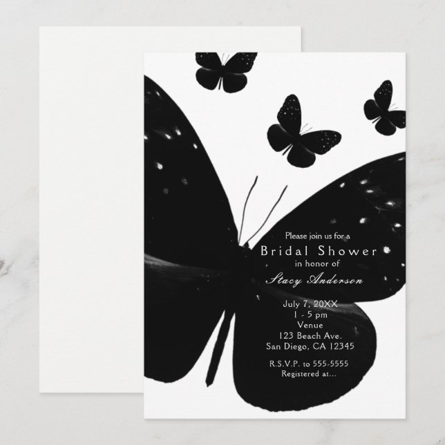 Blancs avec Invitations de la fête des papillons n (Devant / Derrière)