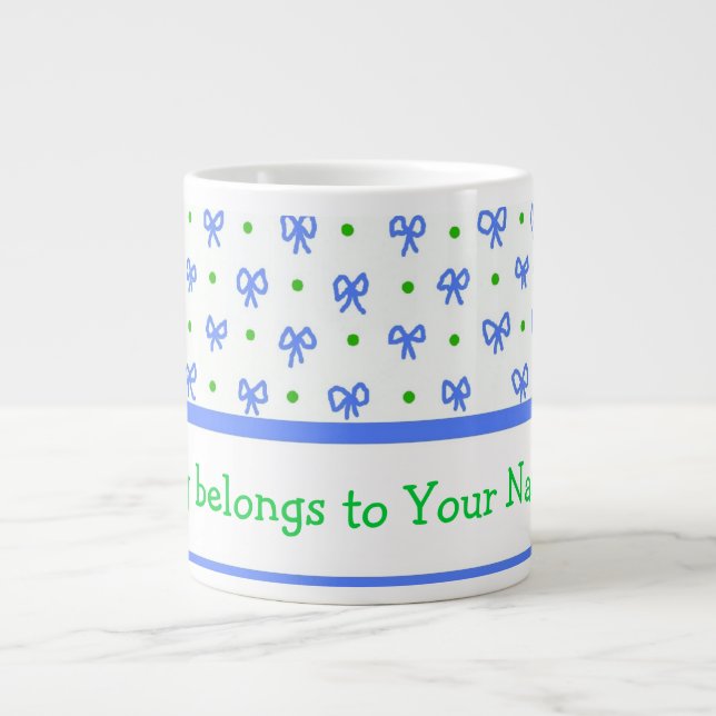 Blancs bleu/vert/blanc Mini-impression Jumbo Mug (Devant)