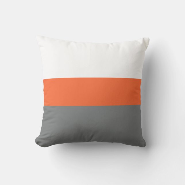 Blancs gris orange gris rayé extérieur oreiller à  (Recto)